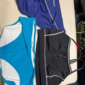 Lands' End Black and Teal Swimwear Set